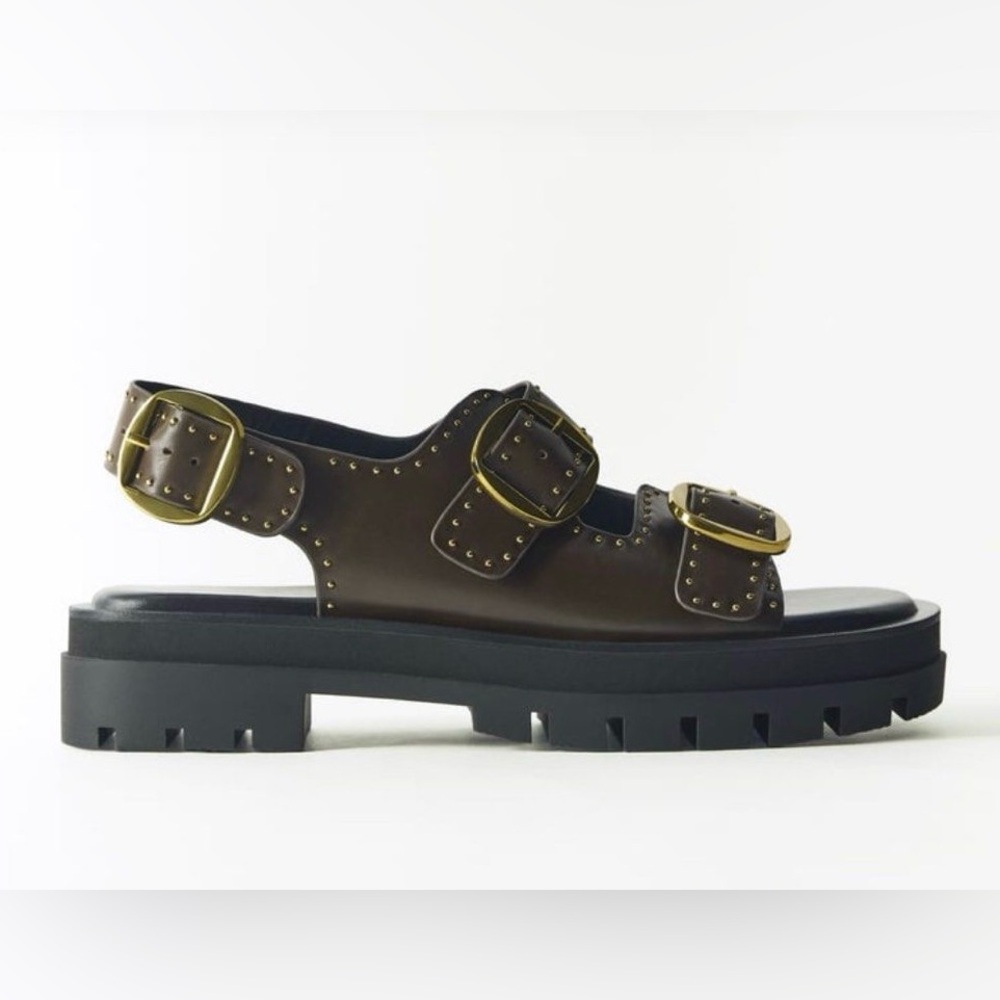 Zara buckled chunky lug sole leather sandals